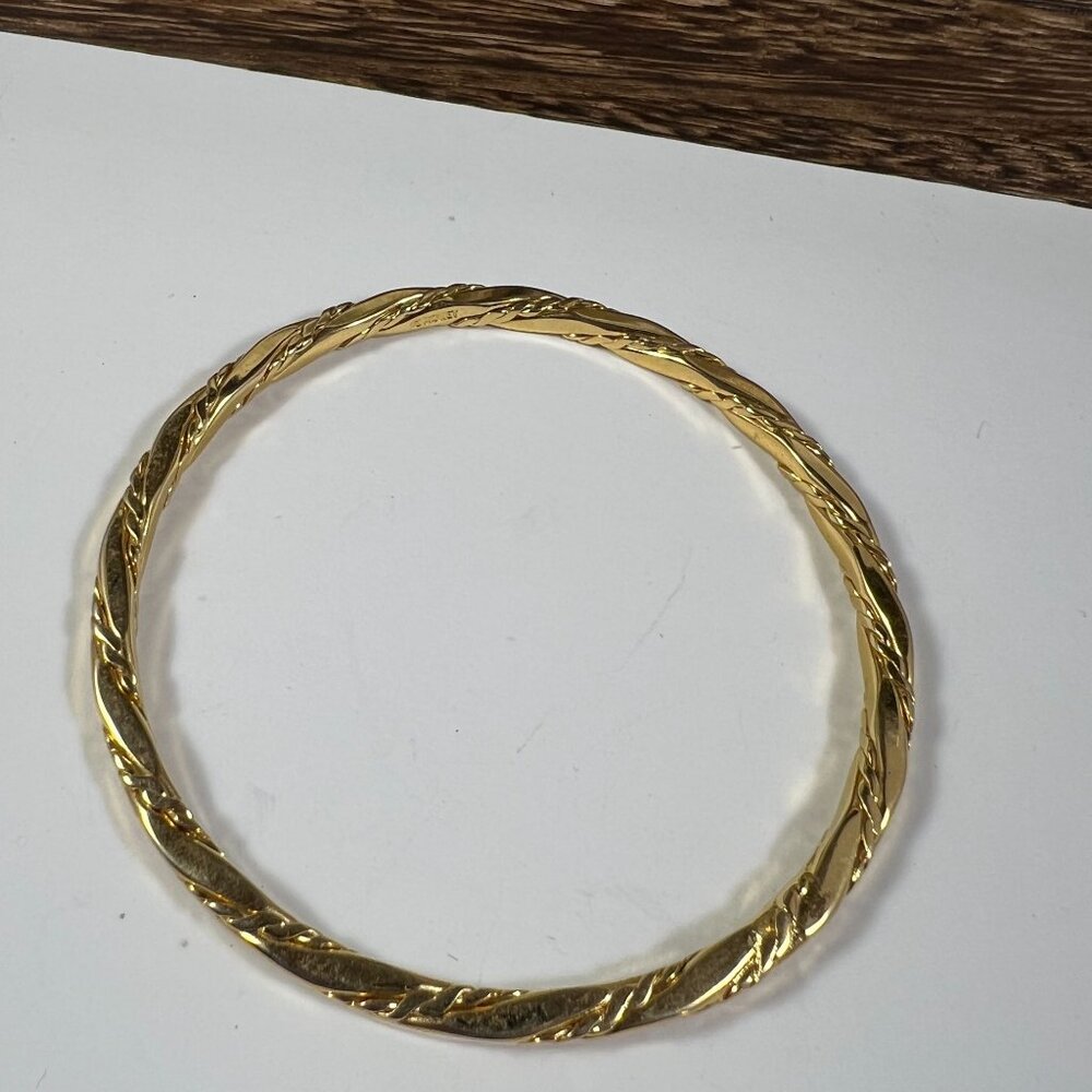Gold-Tone Twisted Design Metal Bangle Bracelet - Picture 2 of 3